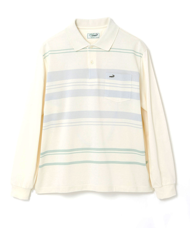 パネルボーダー 長袖ポロシャツ【日本製生地】