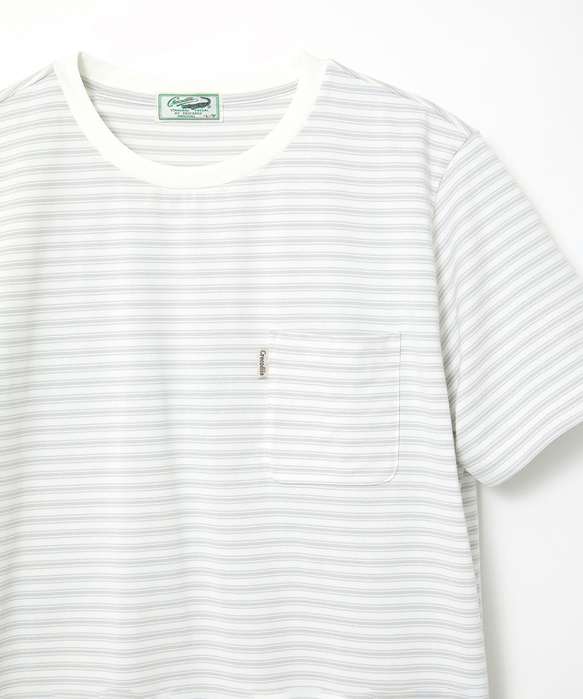 ボーダー クルーネック Tシャツ【接触冷感】【UV加工】