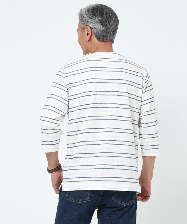 ボーダー レイヤー風 七分袖Tシャツ