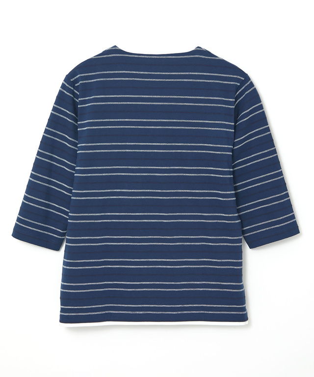 ボーダー レイヤー風 七分袖Tシャツ