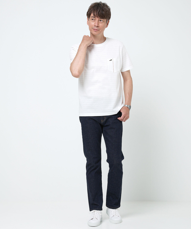 スノーコットン シャドーボーダー Tシャツ【接触冷感】