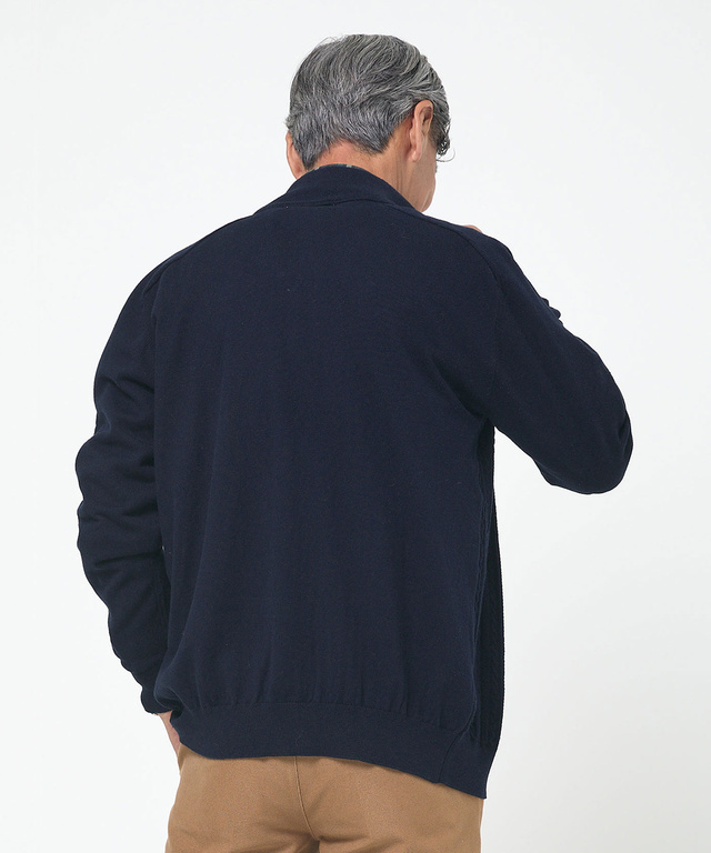 ケーブル柄 フルジップ カーディガン