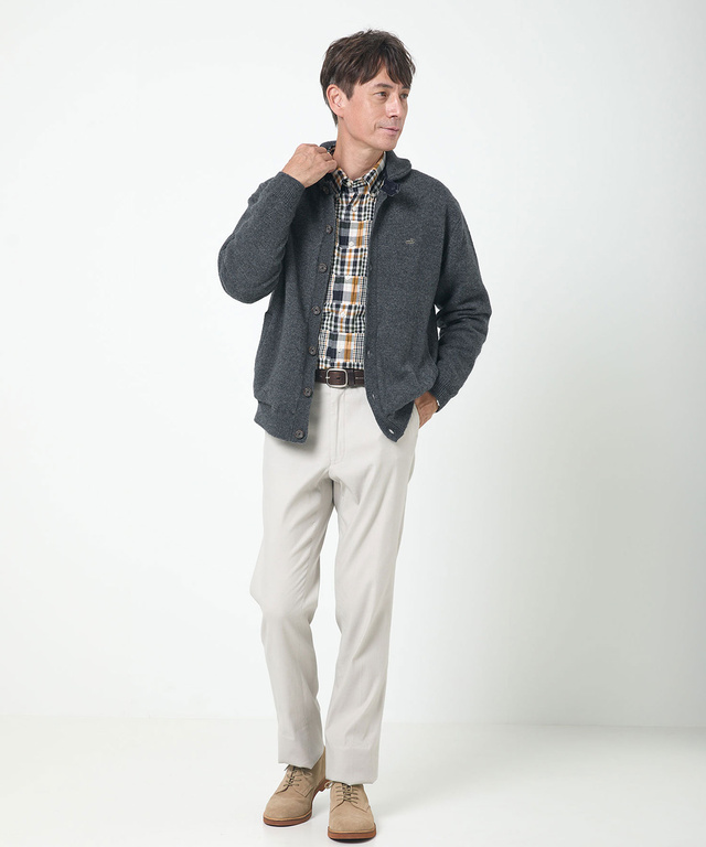 ウールブレンド 裏付き カーディガン