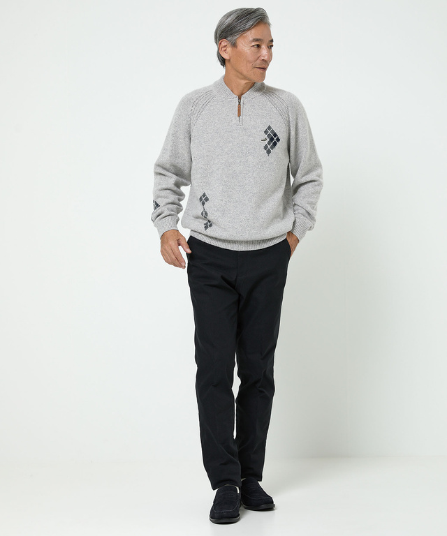 ハーフジップ 配色 ニット