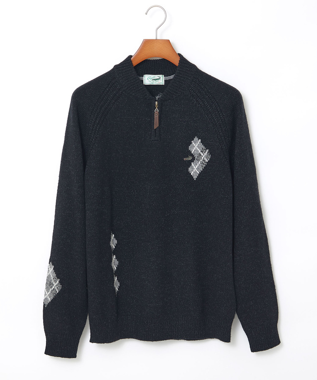 ハーフジップ 配色 ニット