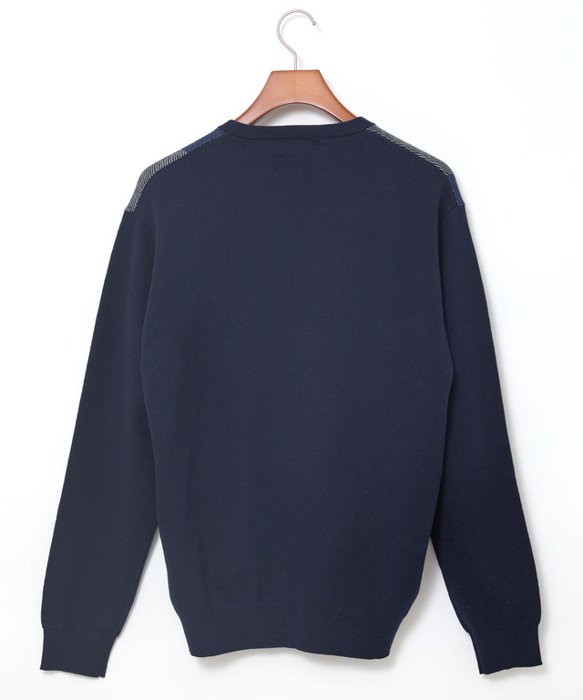 カシミヤブレンド ブロックチェック ニット【手洗いOK】