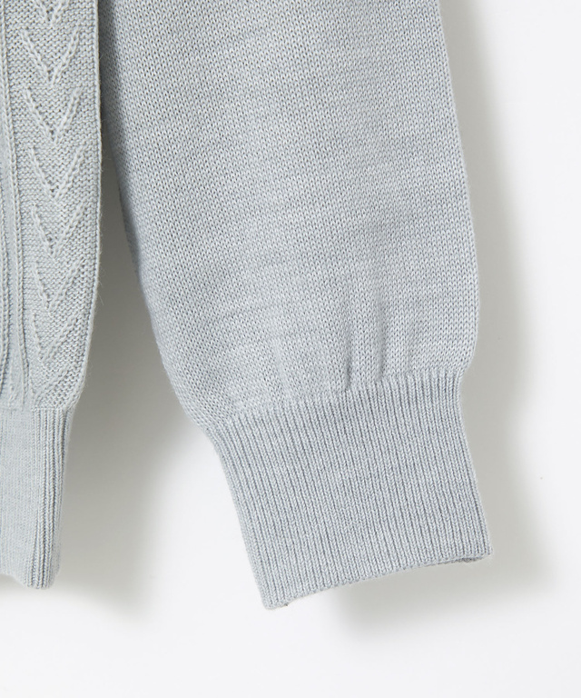 ウールブレンド ケーブル柄 モックネック ニット【手洗いOK】