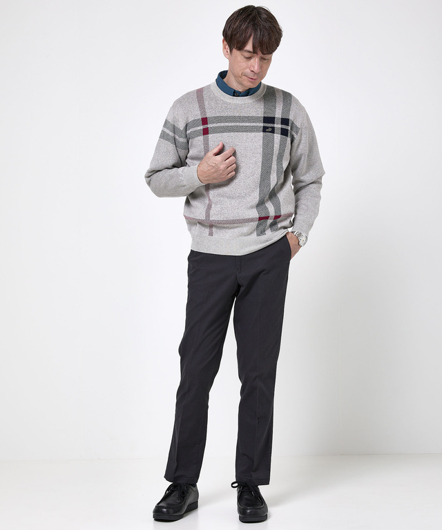 カシミヤブレンド チェック柄 ニット【手洗いOK】