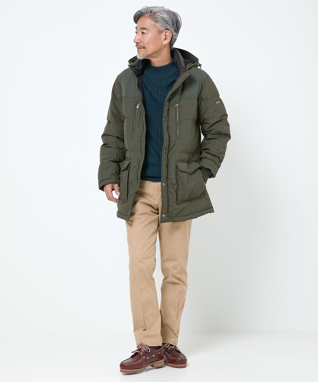 フード付き 切り替え ダウンコート