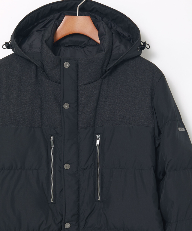 フード付き 切り替え ダウンコート