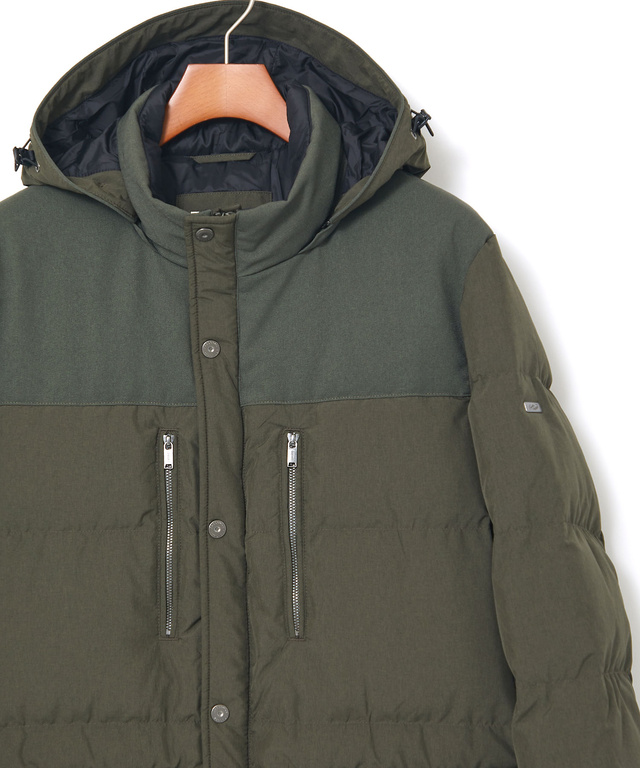 フード付き 切り替え ダウンコート