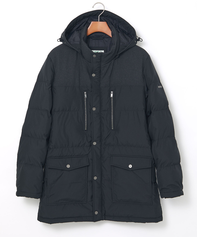 フード付き 切り替え ダウンコート