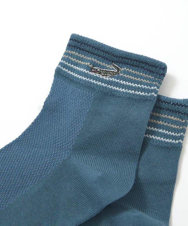 ボーダー メッシュ切り替え ショート丈ソックス