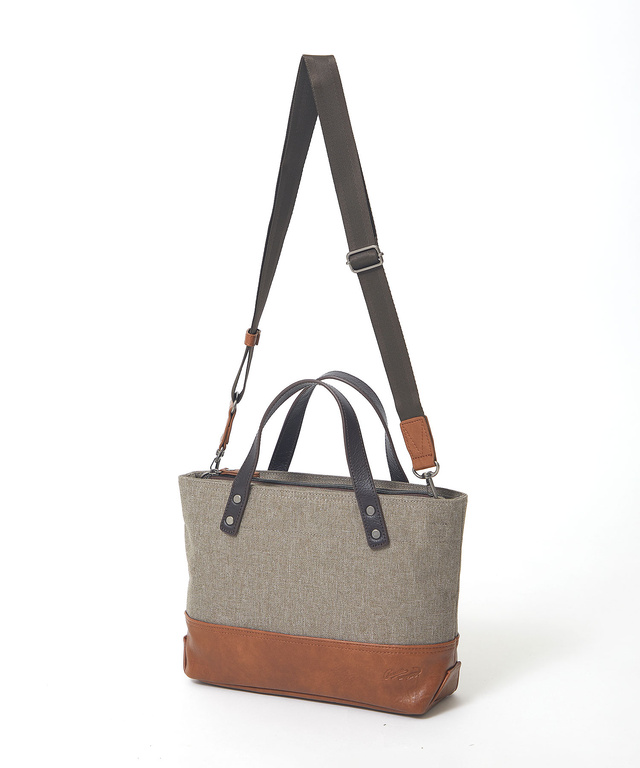 杢調 レザーハンドル トートバッグ