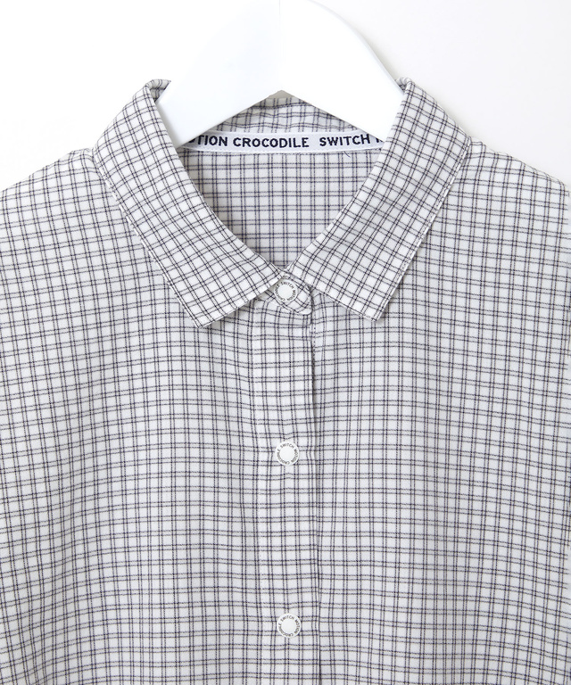 アムンゼン チェック柄 七分袖 ブラウス