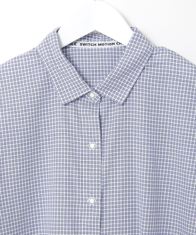 アムンゼン チェック柄 七分袖 ブラウス