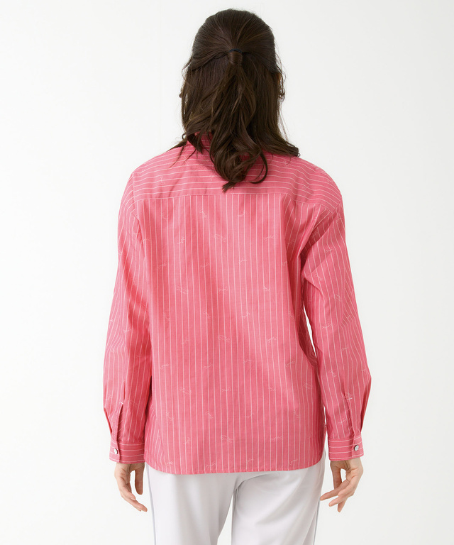 スキッパーカラー ストライプ ブラウス