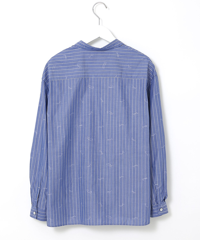 スキッパーカラー ストライプ ブラウス