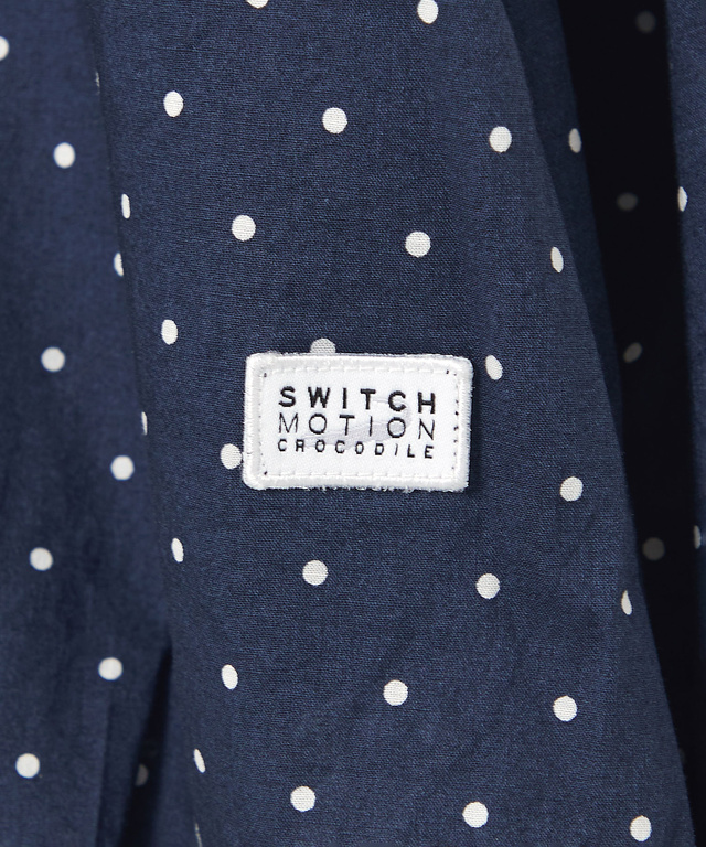 コットン バンドカラー ドット ブラウス