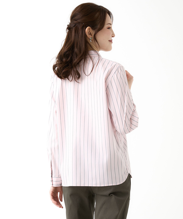 コットンブロード ストライプ柄 ブラウス