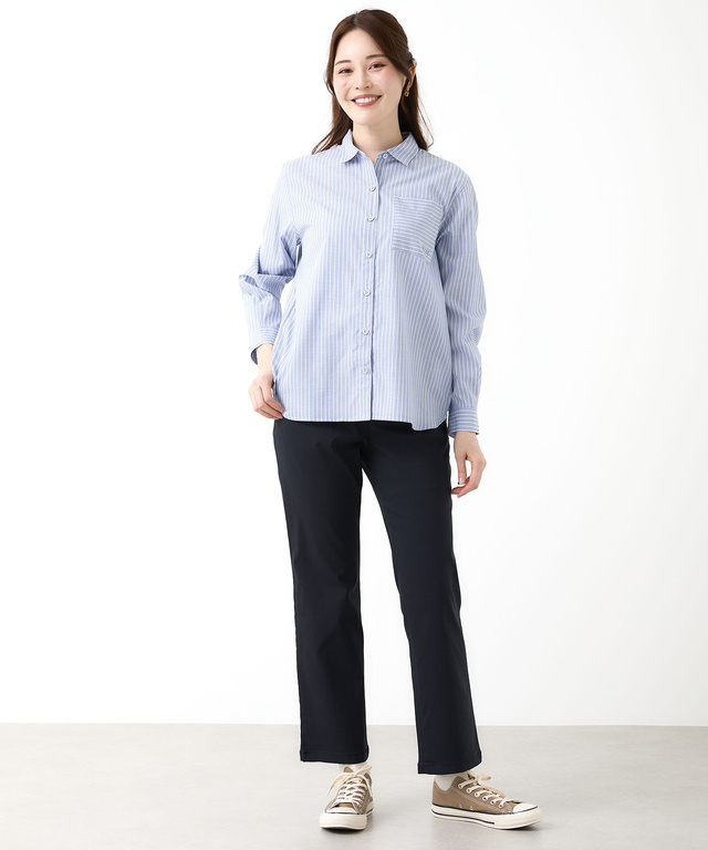 コットンブロード ストライプ柄 ブラウス