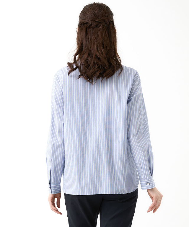 コットンブロード ストライプ柄 ブラウス