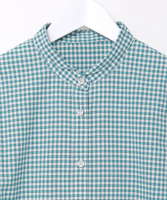 ラウンドカラー ギンガムチェック柄 ブラウス