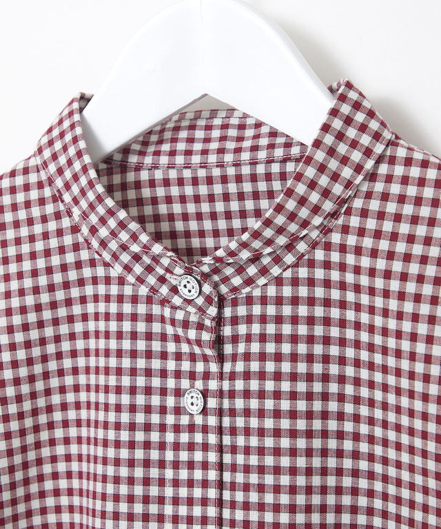 ラウンドカラー ギンガムチェック柄 ブラウス