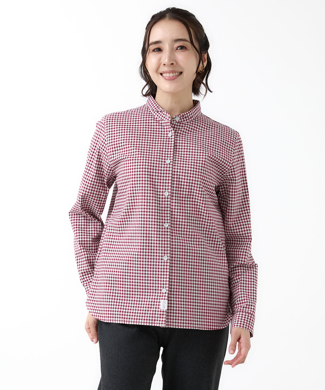 ラウンドカラー ギンガムチェック柄 ブラウス