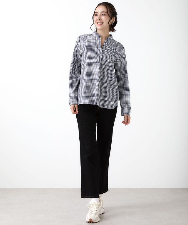 微起毛 ギンガムチェック柄 ブラウス