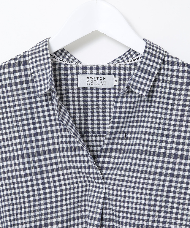 微起毛 ギンガムチェック柄 ブラウス