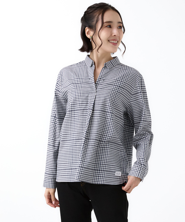 微起毛 ギンガムチェック柄 ブラウス