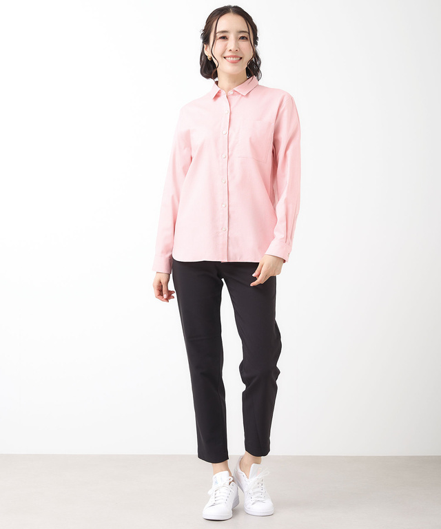 ノンアイロン コットン 無地 ブラウス【シワになりにくい】