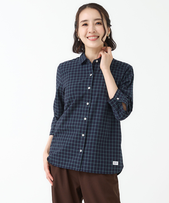 コットン デザイン 七分袖 ブラウス