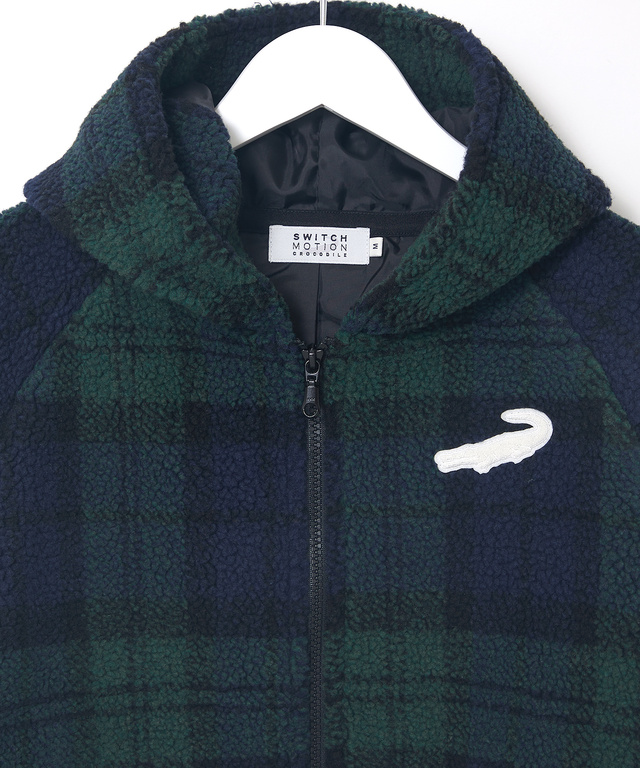 チェック柄 フリース パーカ【洗濯機洗いOK】