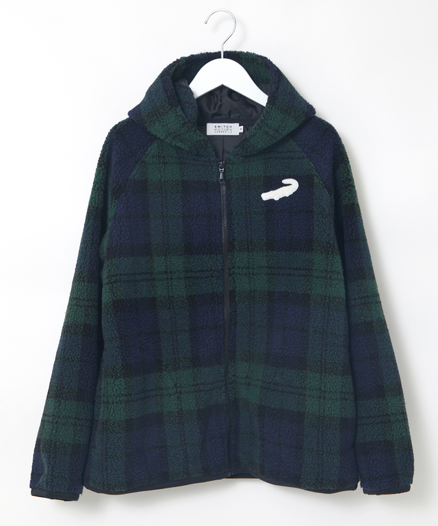 チェック柄 フリース パーカ【洗濯機洗いOK】