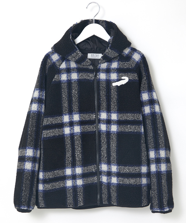 チェック柄 フリース パーカ【洗濯機洗いOK】
