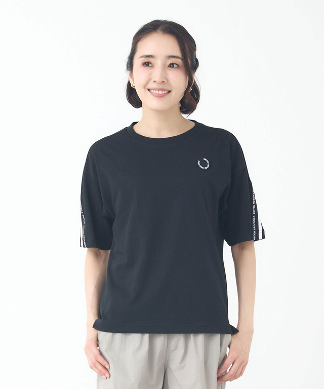 天竺 ロゴテープ 5分袖 Tシャツ【吸汗速乾】