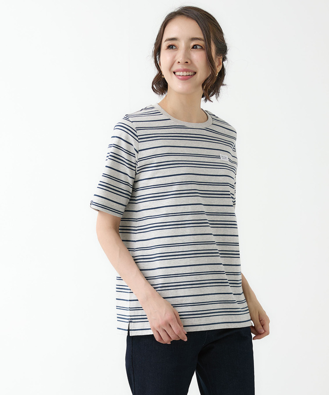 パネルボーダー サイドスリット カットソー