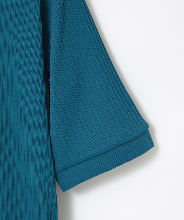 地柄 5分袖 カットソー