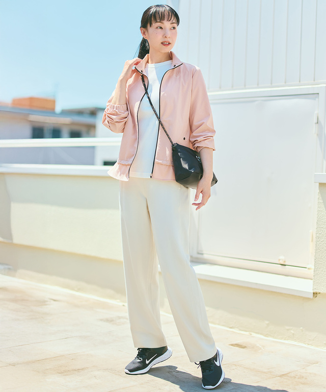 地柄 5分袖 カットソー