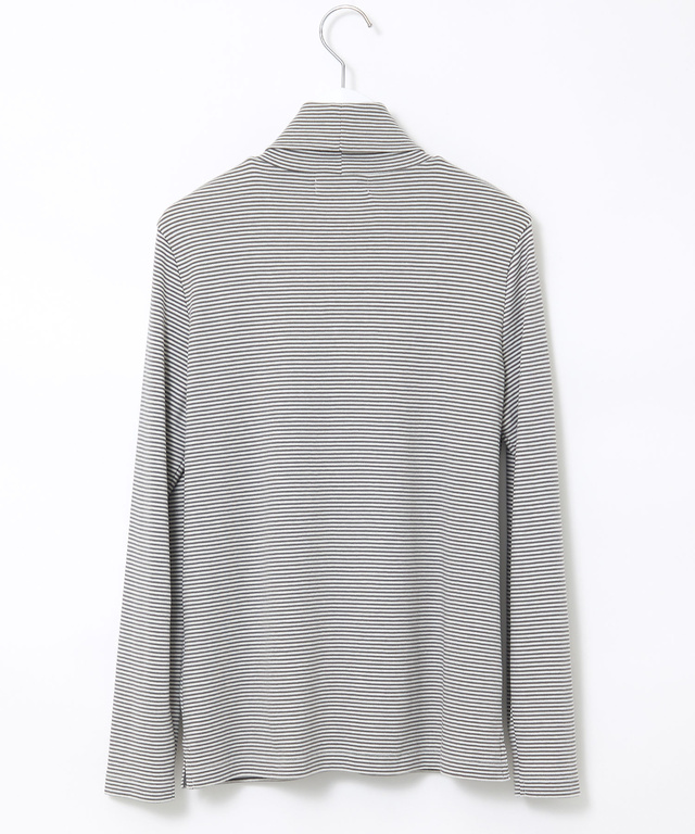 コットンスムースボーダー タートルネック カットソー