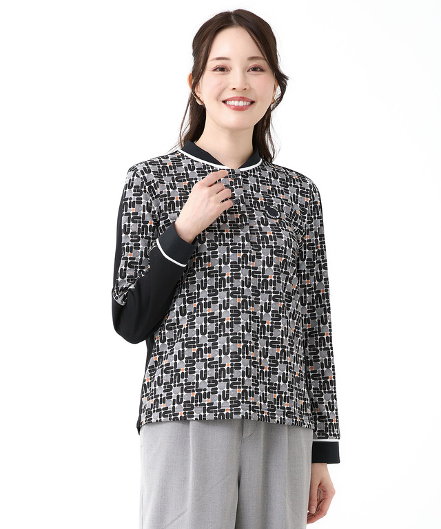 モノグラム スナップボタン ポロシャツ