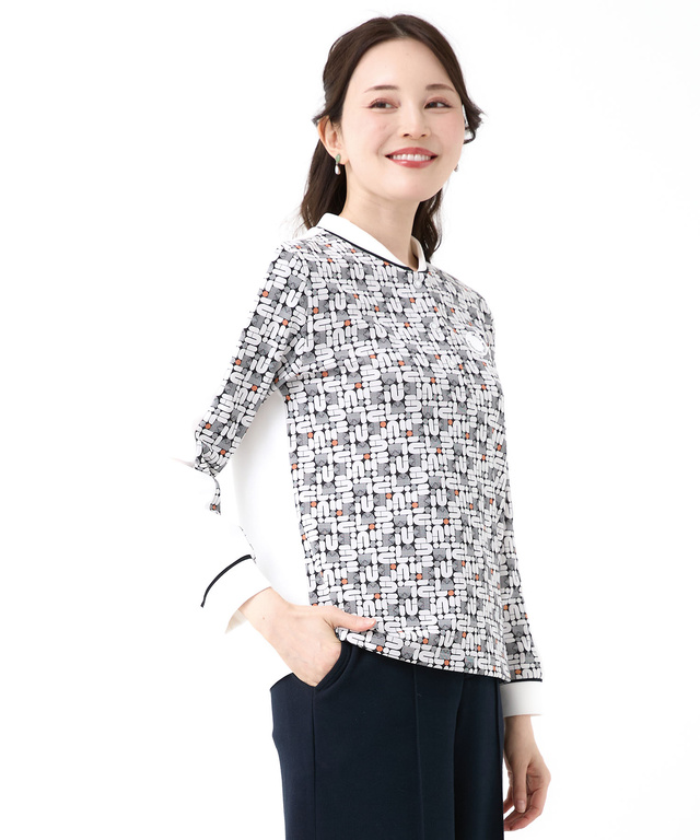 モノグラム スナップボタン ポロシャツ