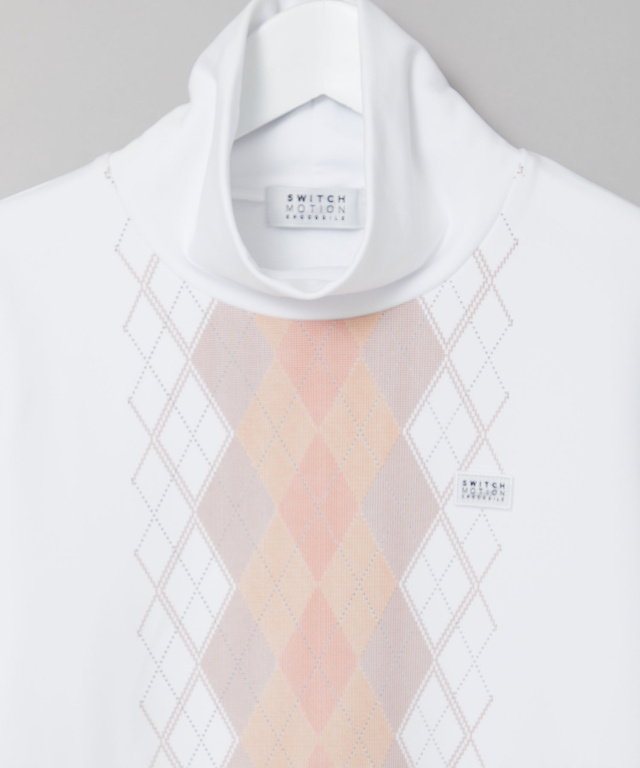 裏起毛 アーガイル ハイネックカットソー