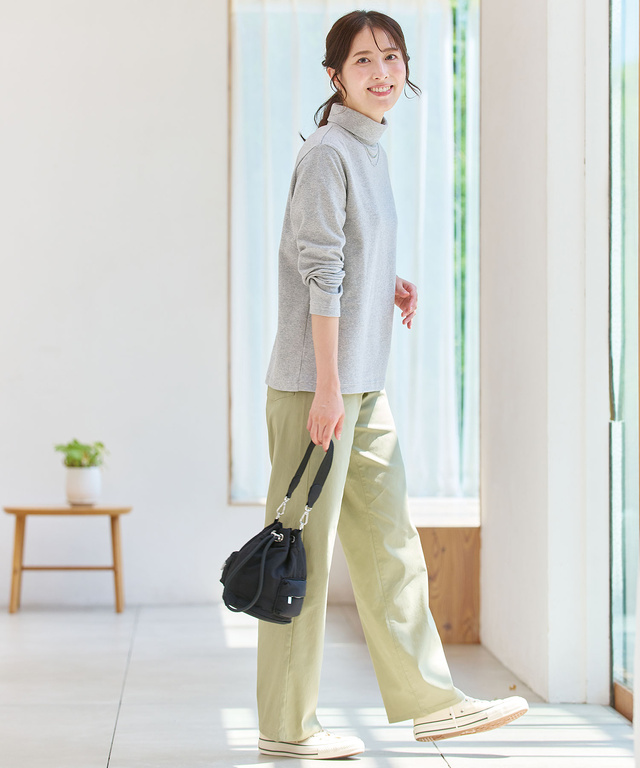 リブ タートルネック カットソー