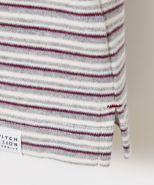 スムース ボーダー タートルネックカットソー