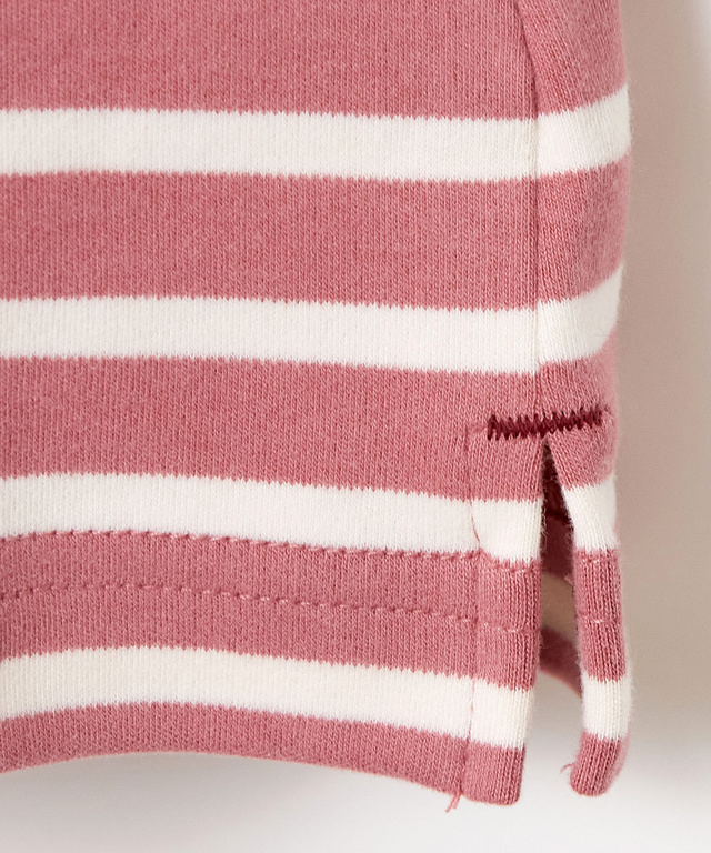 起毛ボーダー タートルネックカットソー