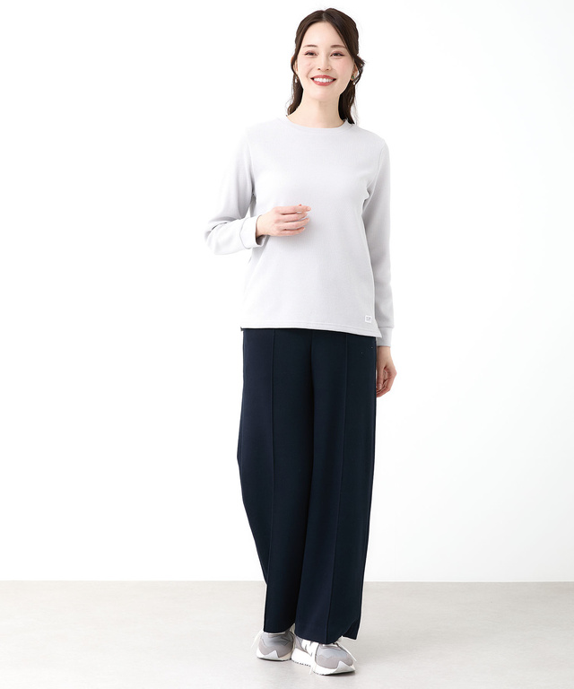 ワッフル生地 クルーネック カットソー