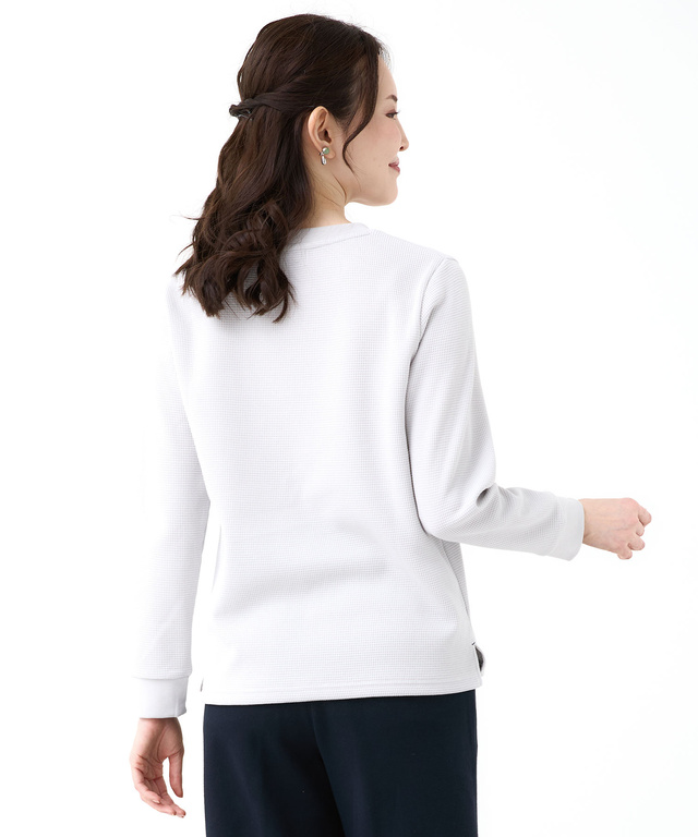 ワッフル生地 クルーネック カットソー